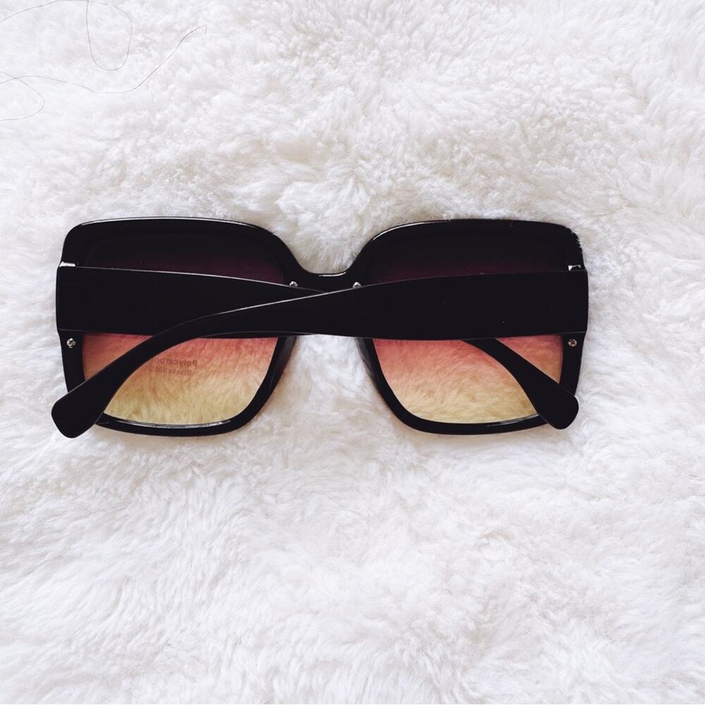 Abby Black & Pink Square Frame Sunglasses - Picture 10 of 10